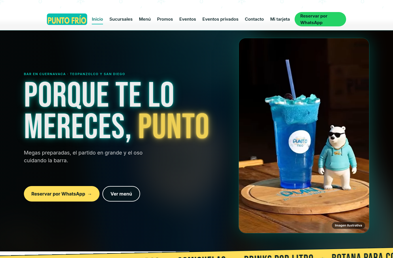 puntofriobar.mx en escritorio